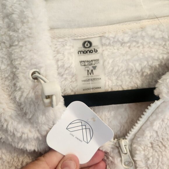 Mono B White Fleece Hoodie Size L BNWT - Picture 2 of 3